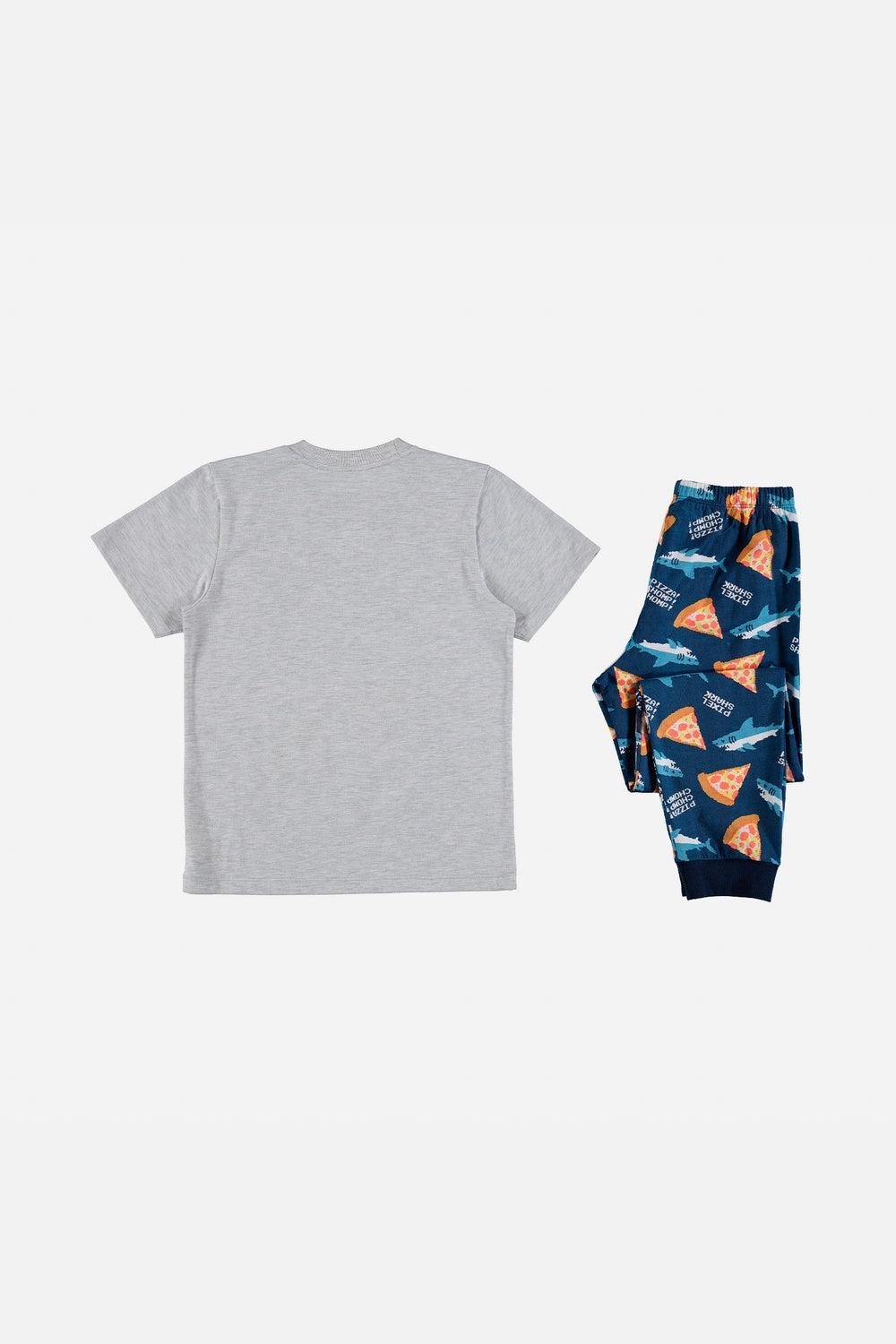 PIJAMA DE MIC CON PANTALÓN LARGO GRIS Y AZUL PARA NIÑO