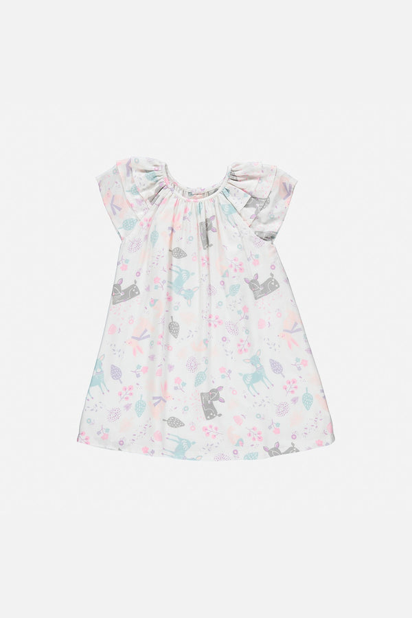 VESTIDO DE LITTLEMIC MANGA CORTA BLANCO PARA NIÑA 2T A 5T