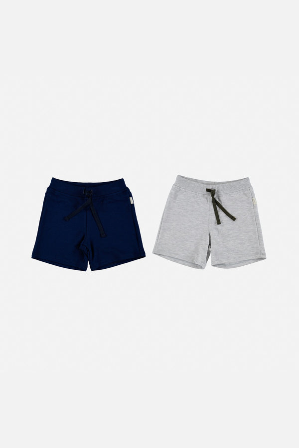 BERMUDA X2 DE LITTLEMIC GRIS Y AZUL PARA NIÑO 2T A 5T