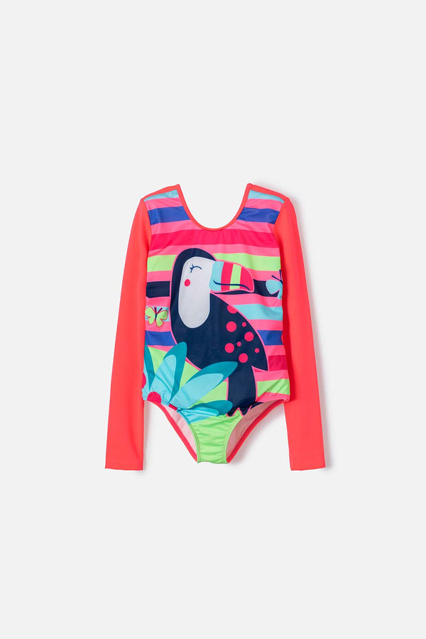 VESTIDO DE BAÑO MIC MANGA LARGA ENTERO MULTICOLOR PARA NIÑA