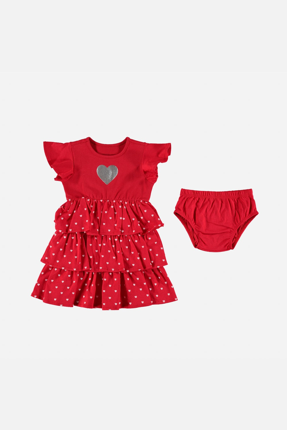 VESTIDO DE LITTLEMIC MANGA CORTA ROJO PARA BEBÉ NIÑA