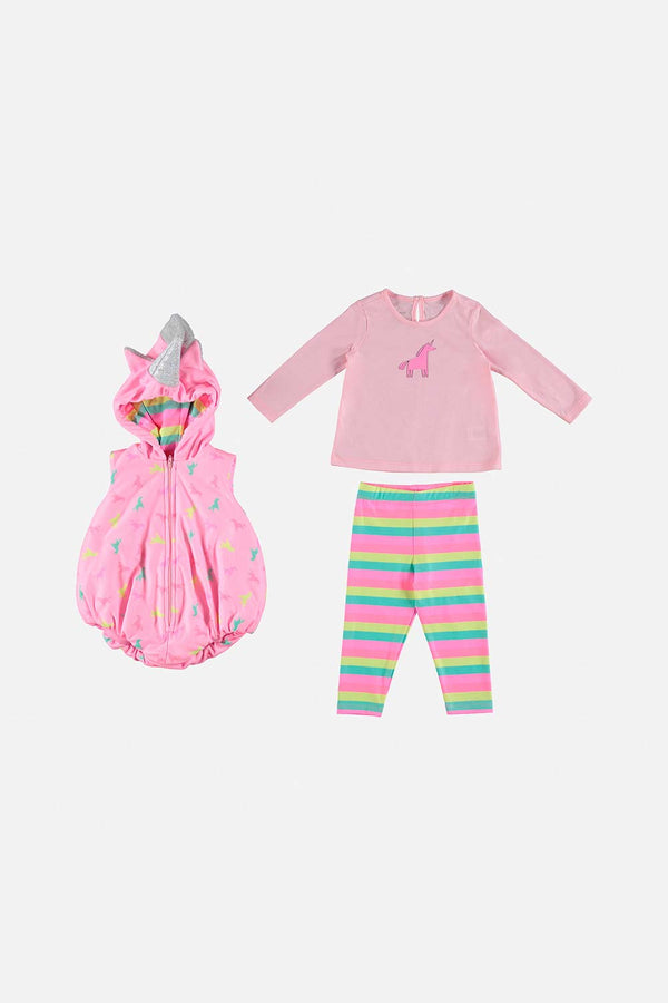 CONJUNTO LITTLEMIC X3 PIEZAS ROSADO PARA BEBÉ NIÑA
