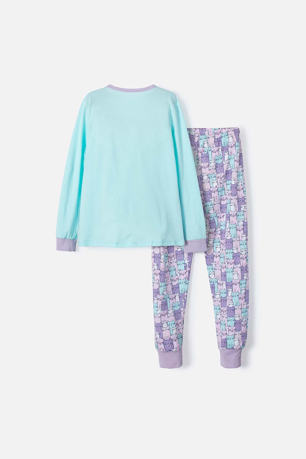 PIJAMA DE MIC DE PANTALÓN LARGO VERDE Y MORADA PARA NIÑA