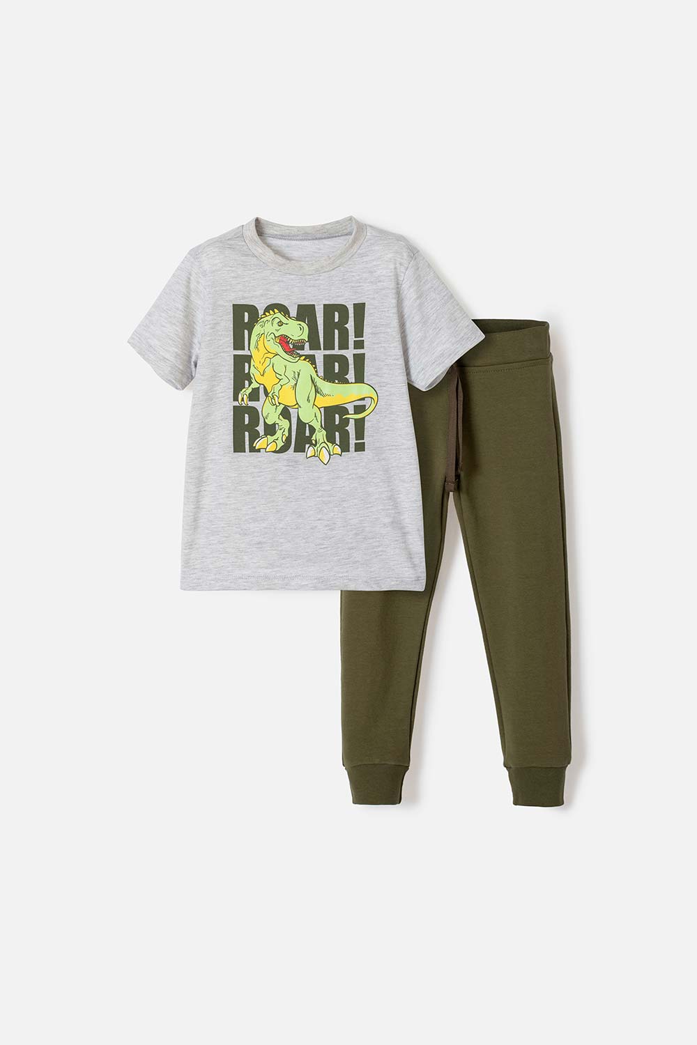CONJUNTO PARA NIÑO, DE PANTALÓN LARGO GRIS/VERDE DE LITTLEMIC