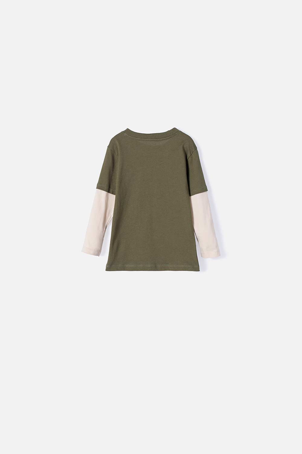 CAMISETA LITTLEMIC MANGA LARGA VERDE MILITAR Y CAQUI PARA NIÑO 2T A 5T