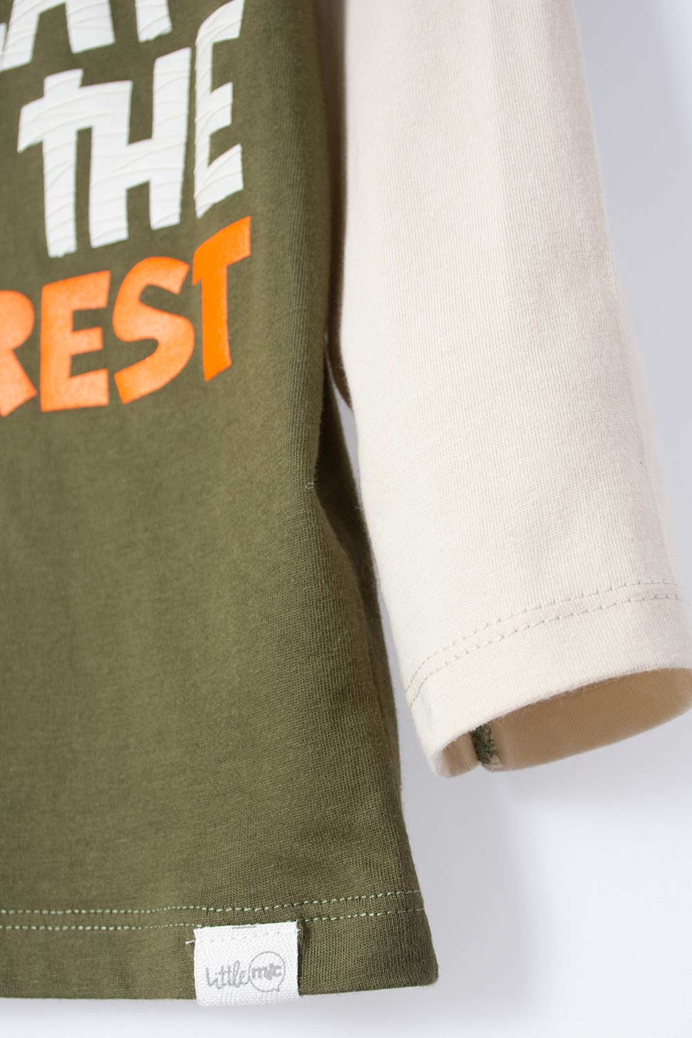 CAMISETA LITTLEMIC MANGA LARGA VERDE MILITAR Y CAQUI PARA NIÑO 2T A 5T