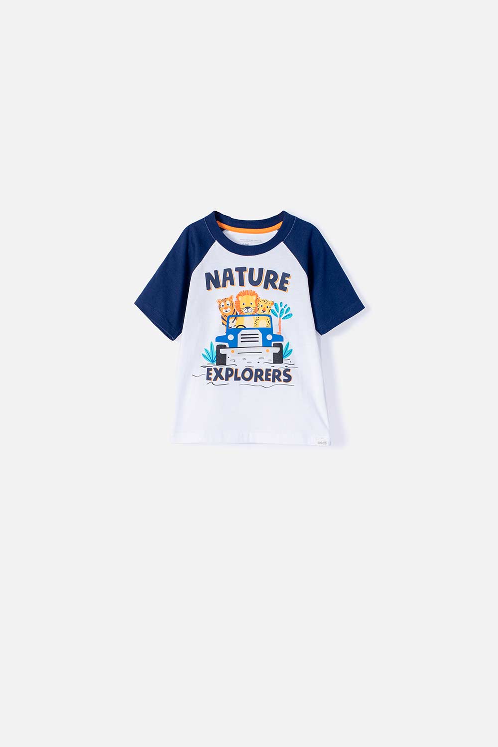 CAMISETA LITTLEMIC MANGA CORTA AZUL OSCURA Y BLANCA PARA NIÑO 2T A 5T