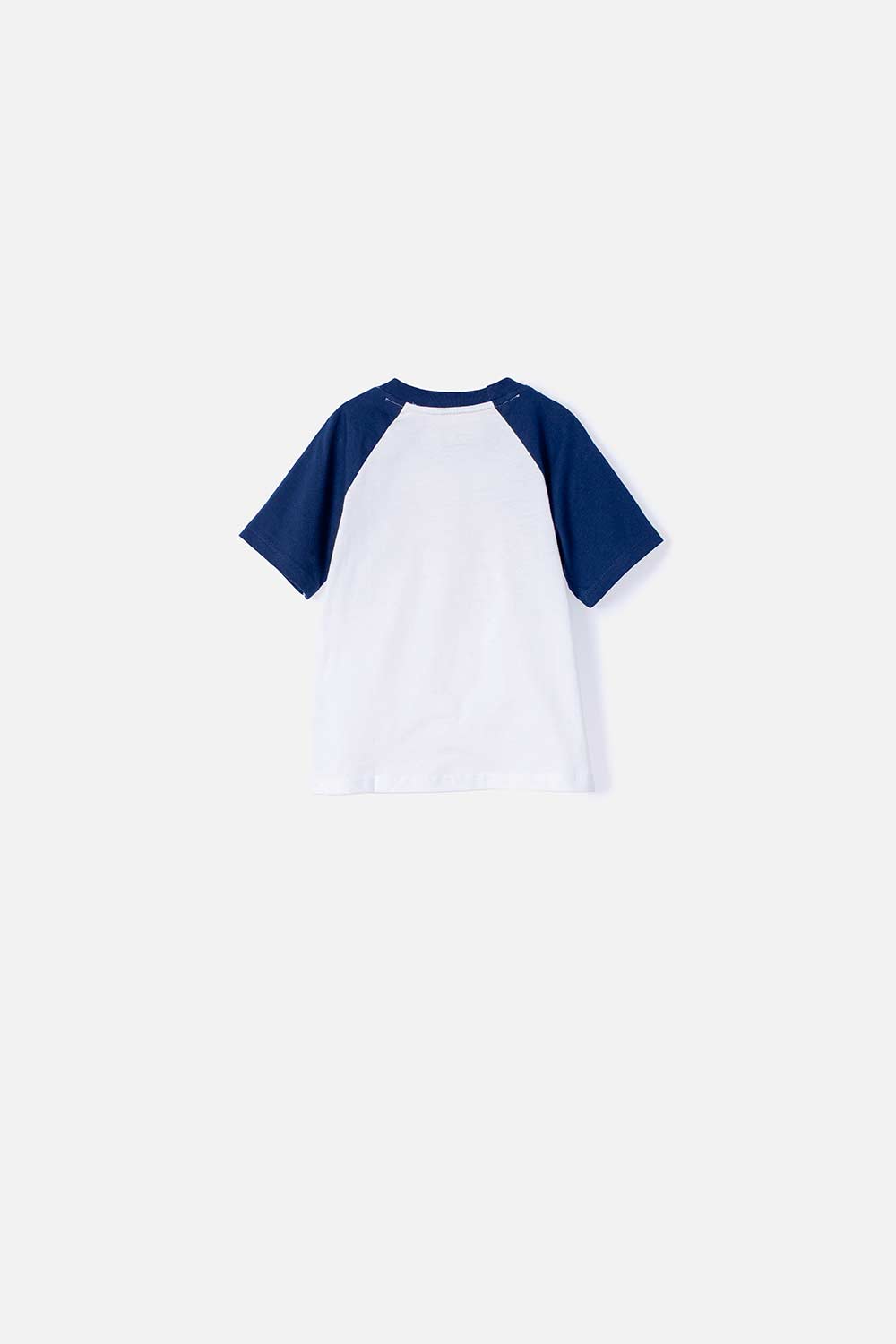 CAMISETA LITTLEMIC MANGA CORTA AZUL OSCURA Y BLANCA PARA NIÑO 2T A 5T