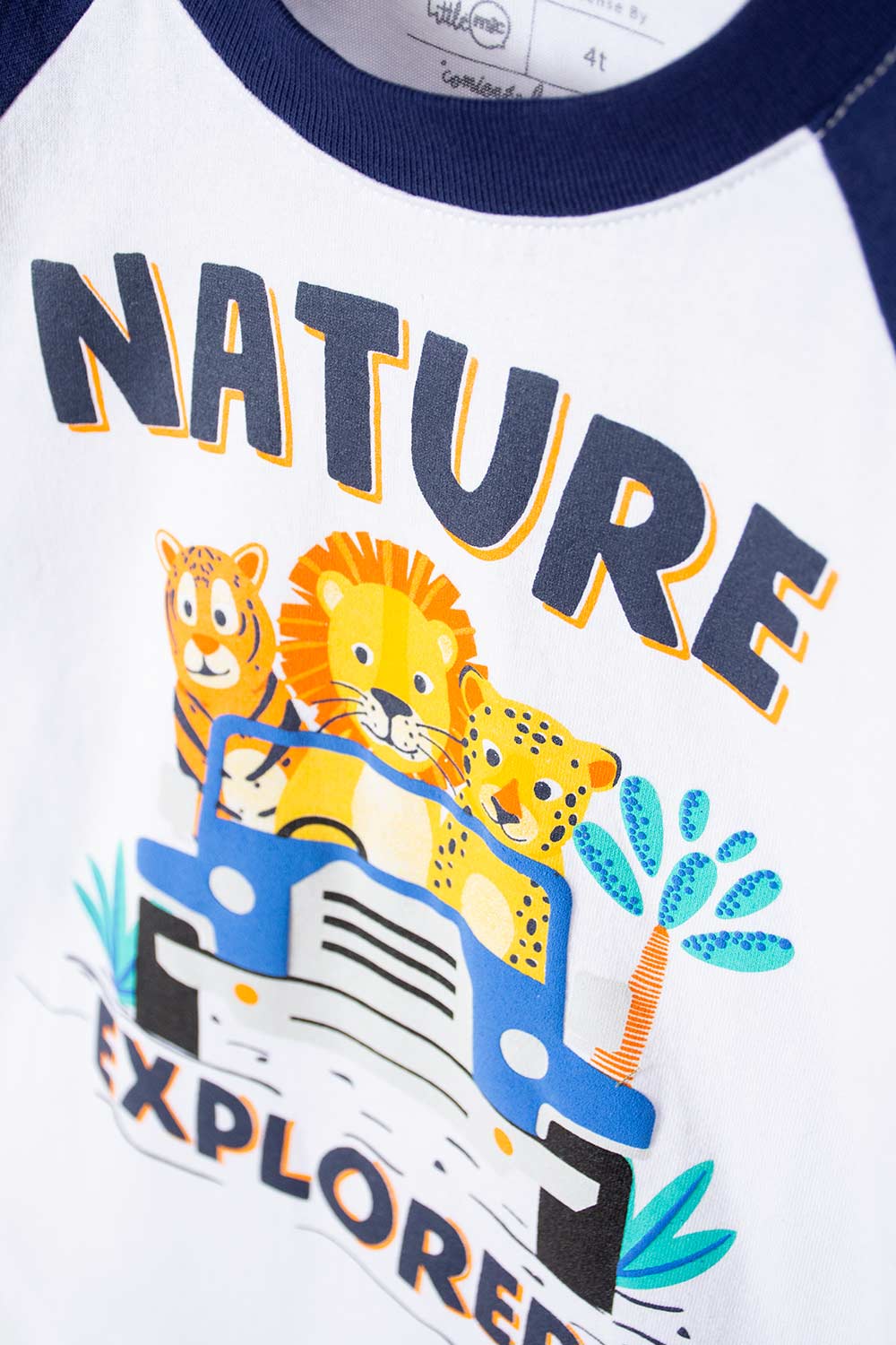 CAMISETA LITTLEMIC MANGA CORTA AZUL OSCURA Y BLANCA PARA NIÑO 2T A 5T