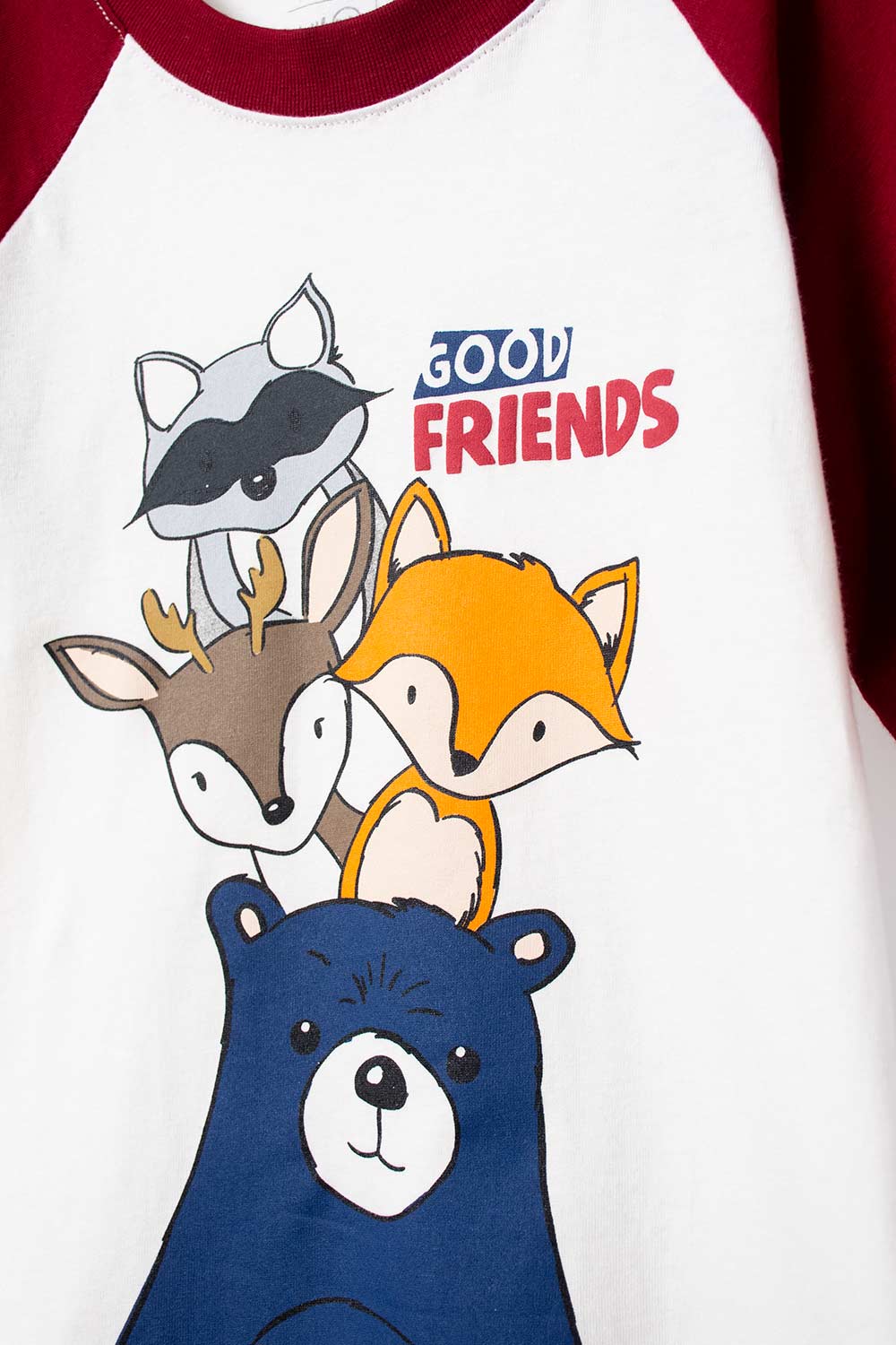 CAMISETA LITTLEMIC MANGA CORTA ROJA Y MARFIL PARA NIÑO 2T A 5T