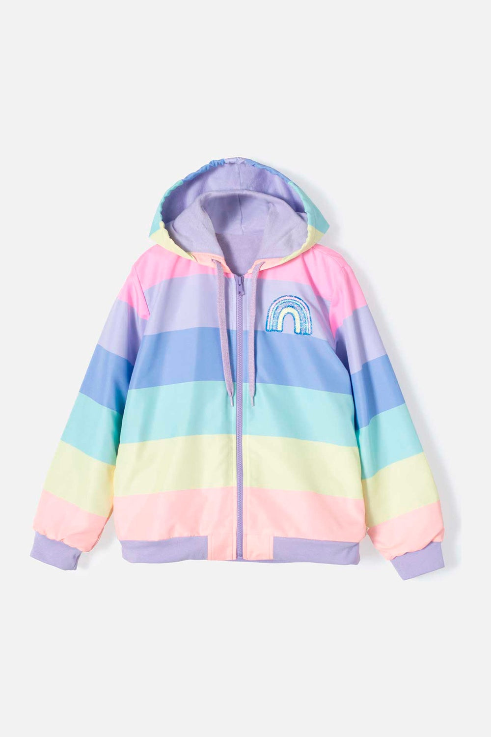 CHAQUETA DE MIC CON CIERRE Y CAPUCHA MULTICOLOR PARA NIÑA