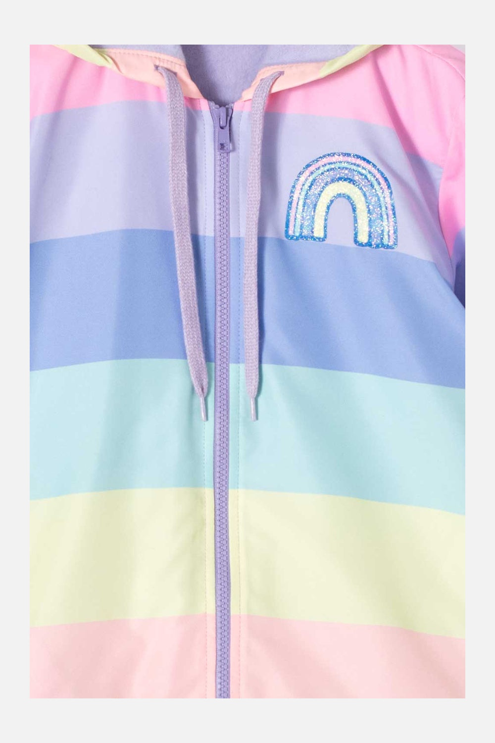 CHAQUETA DE MIC CON CIERRE Y CAPUCHA MULTICOLOR PARA NIÑA