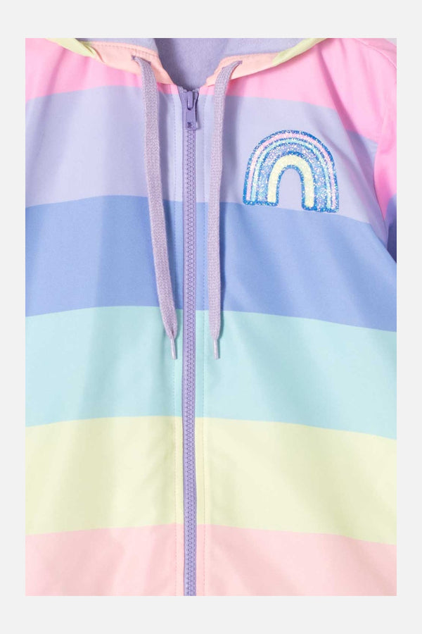 CHAQUETA DE MIC CON CIERRE Y CAPUCHA MULTICOLOR PARA NIÑA