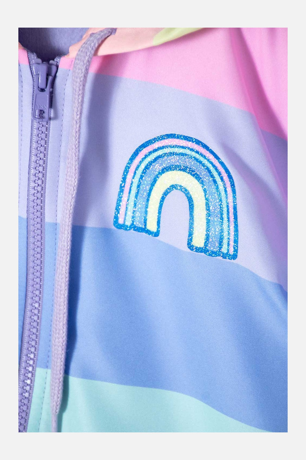 CHAQUETA DE MIC CON CIERRE Y CAPUCHA MULTICOLOR PARA NIÑA