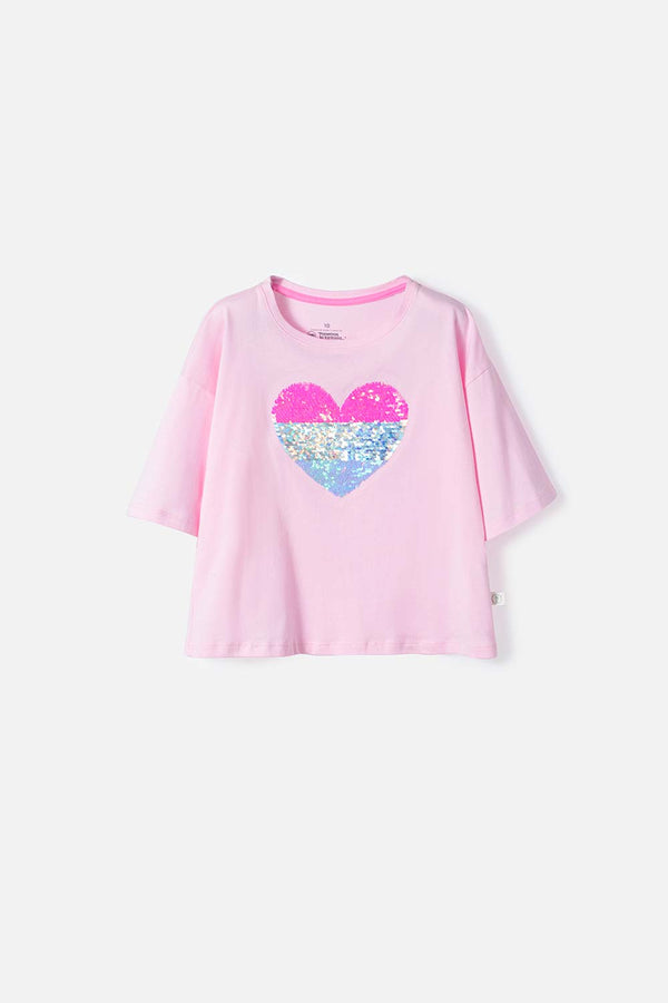 CAMISETA DE MIC MANGA CORTA ROSADA PARA NIÑA