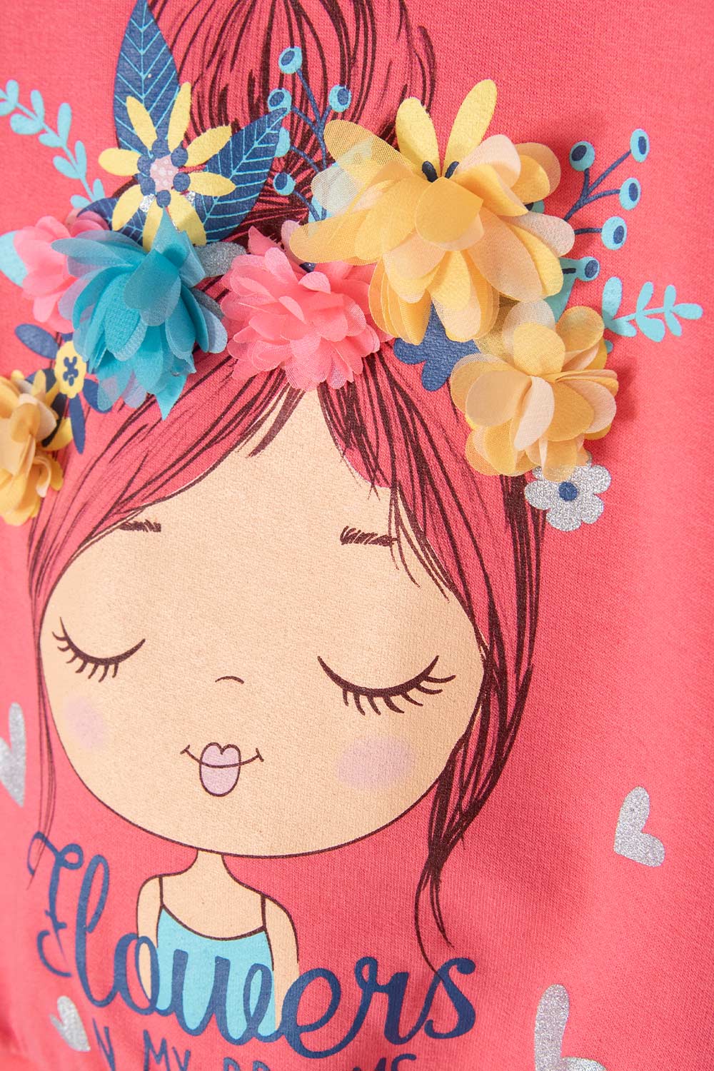 BUZO DE LITTLEMIC CUELLO REDONDO CORAL PARA NIÑA