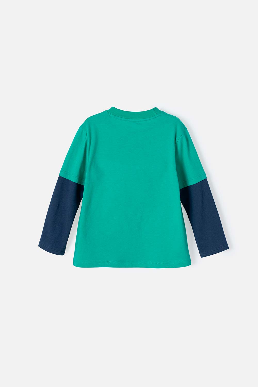 CAMISETA DE LITTLEMIC MANGA LARGA VERDE Y AZUL PARA NIÑO 2T A 5T