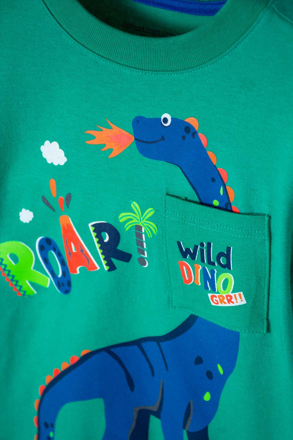 CAMISETA DE LITTLEMIC MANGA LARGA VERDE Y AZUL PARA NIÑO 2T A 5T