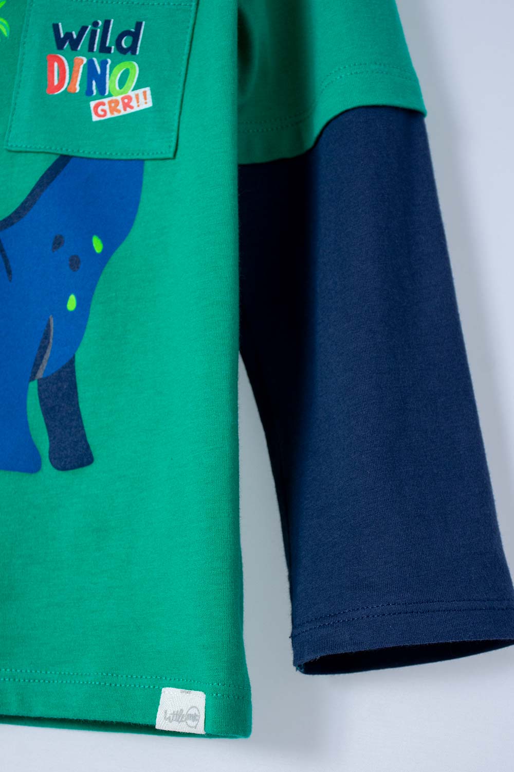 CAMISETA DE LITTLEMIC MANGA LARGA VERDE Y AZUL PARA NIÑO 2T A 5T