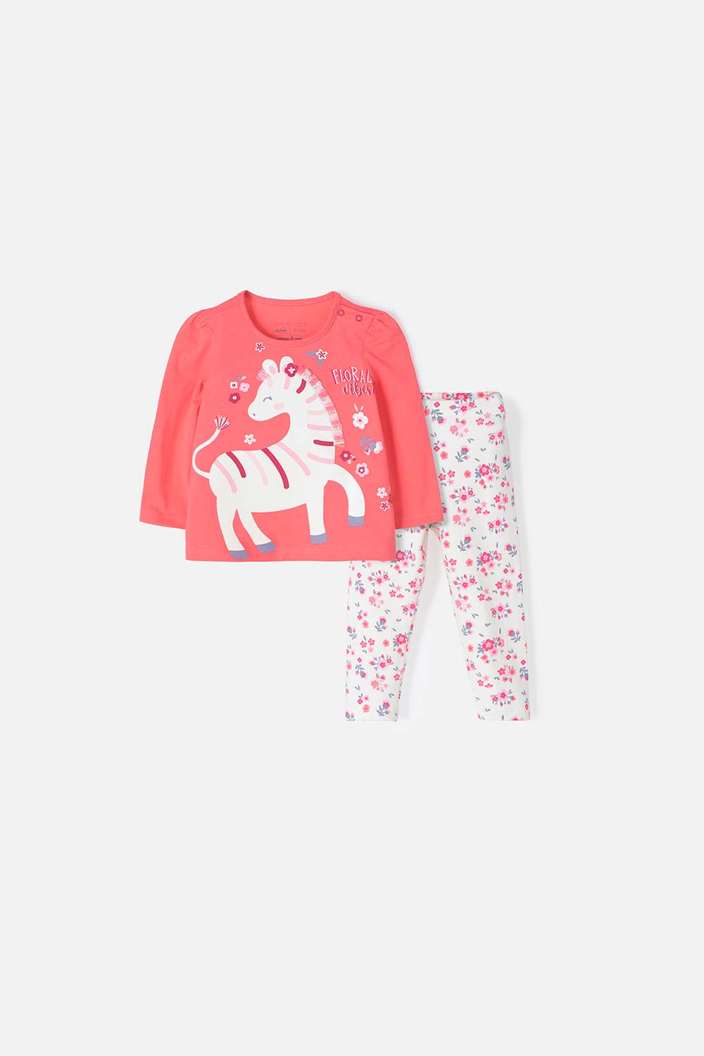 CONJUNTO LITTLEMIC CON PANTALÓN LARGO CORAL PARA BEBÉ NIÑA