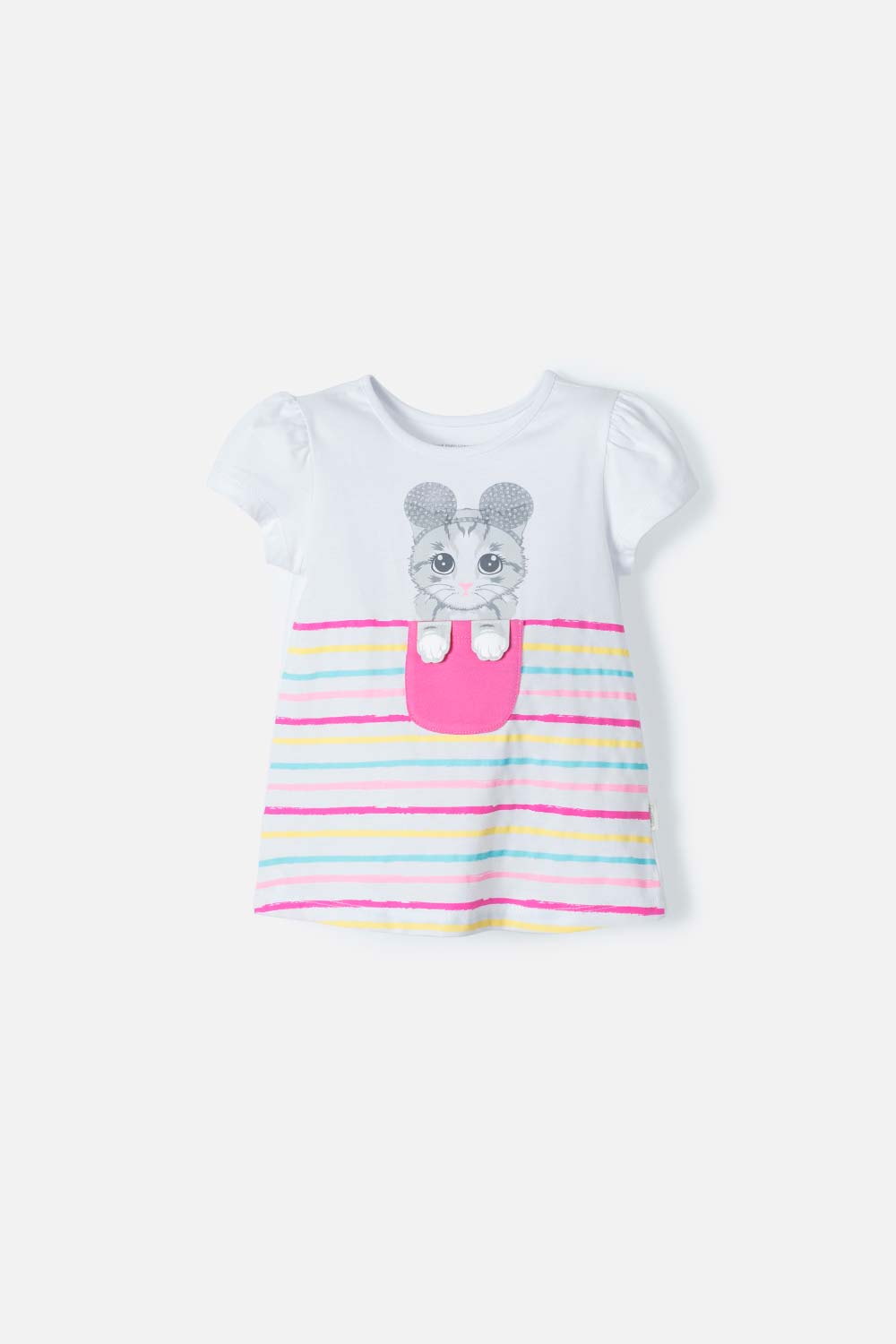 CAMISETA DE LITTLEMIC MANGA CORTA BLANCA PARA NIÑA 2T A 5T