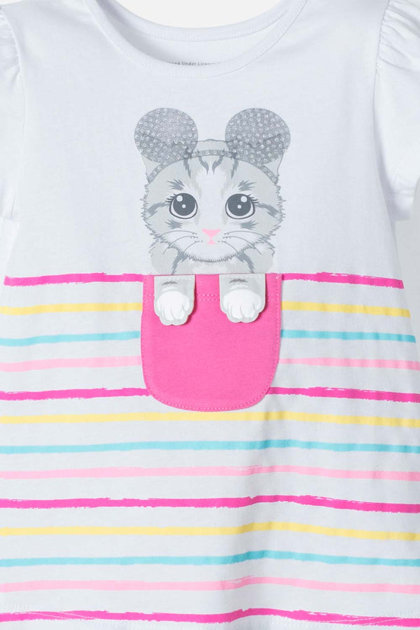 CAMISETA DE LITTLEMIC MANGA CORTA BLANCA PARA NIÑA 2T A 5T