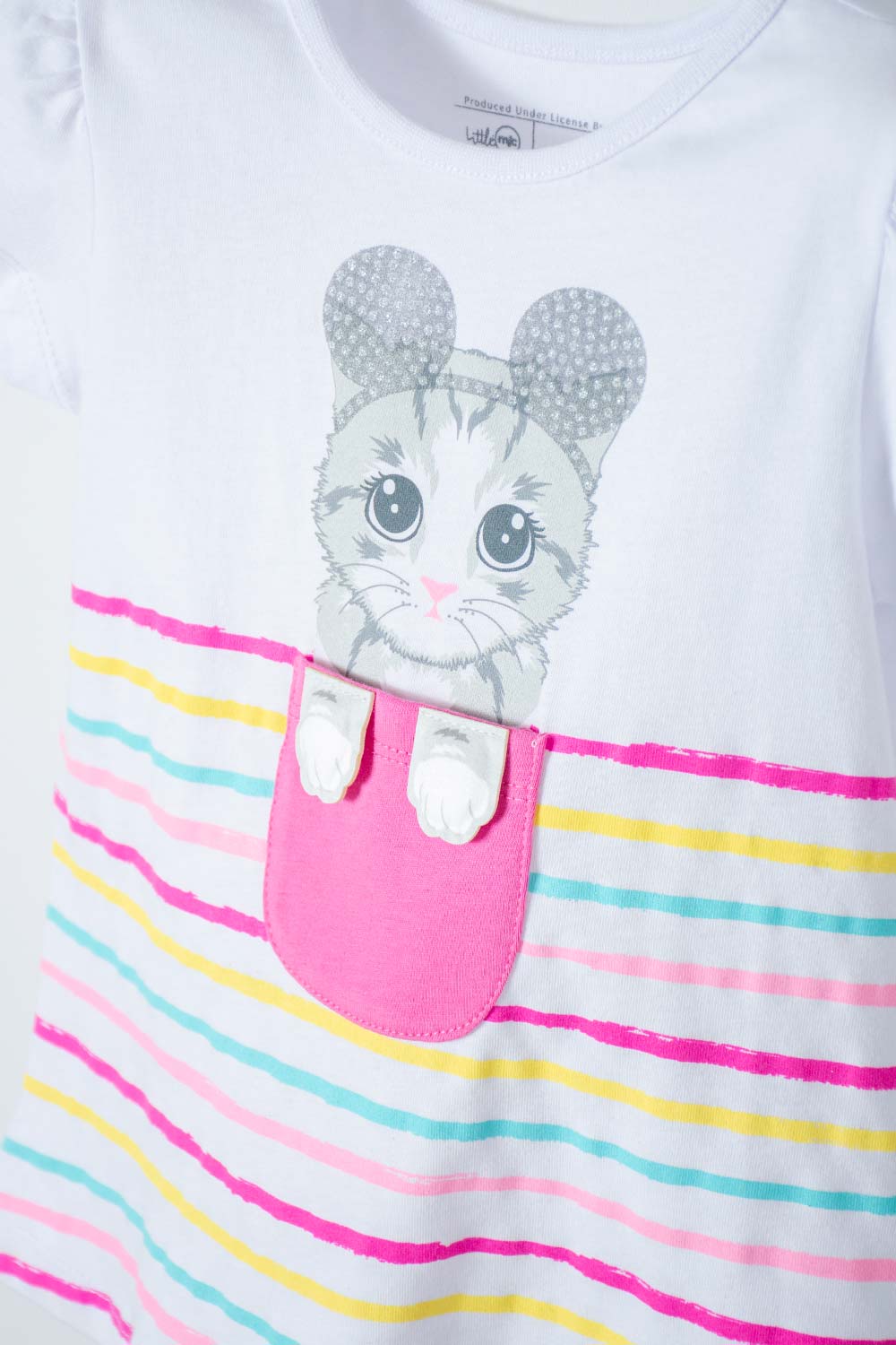 CAMISETA DE LITTLEMIC MANGA CORTA BLANCA PARA NIÑA 2T A 5T