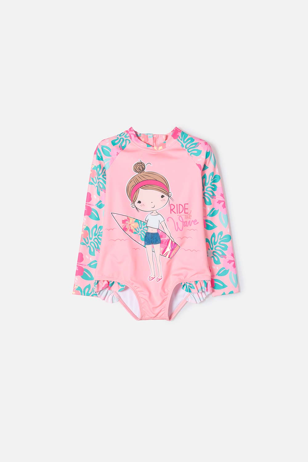 VESTIDO DE BAÑO LITTLEMIC MULTICOLOR TIPO ENTERIZO PARA NIÑA 2T A 5T