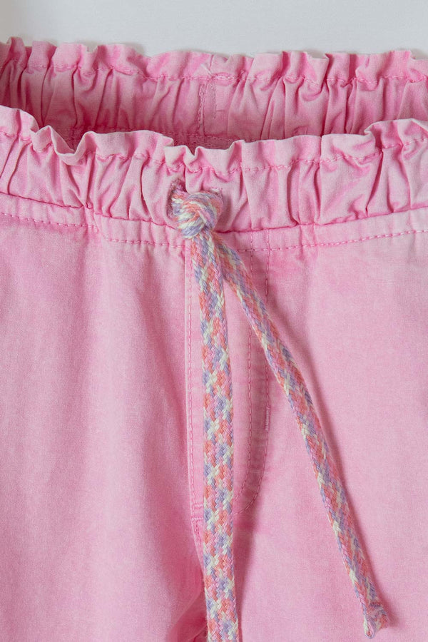 JOGGER LITTLEMIC ROSADO CON BOLSILLOS TIPO CARGO PARA NIÑA 2T A 5T