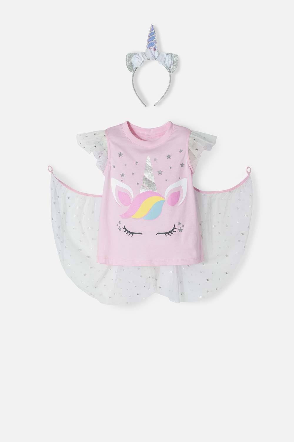 CAMISETA LITTLEMIC MULTICOLOR MANGA CORTA CON BOLERO PARA NIÑA 2T A 5T