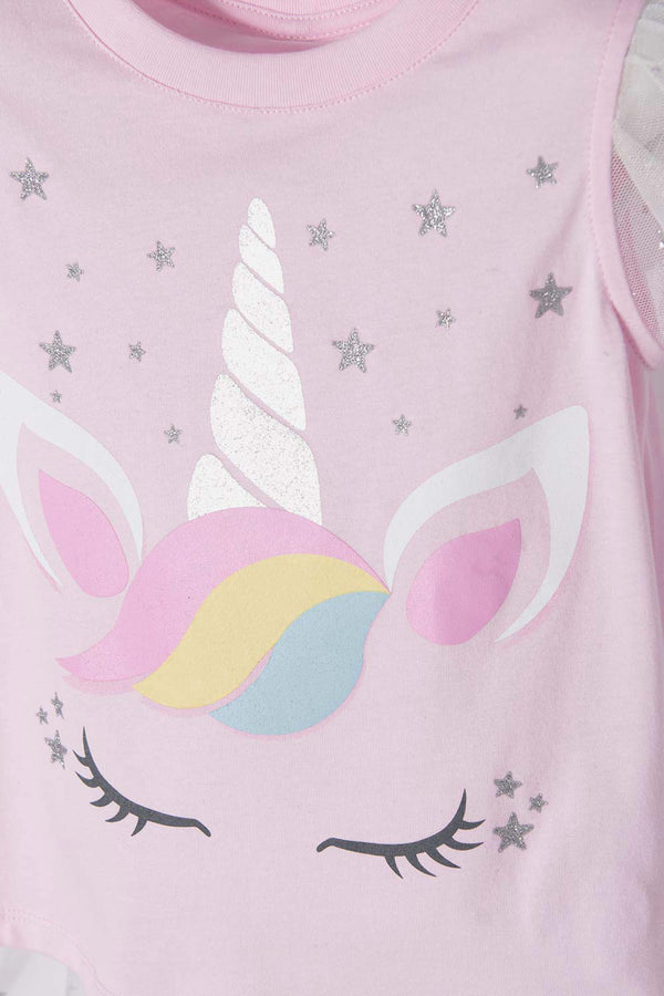 CAMISETA LITTLEMIC MULTICOLOR MANGA CORTA CON BOLERO PARA NIÑA 2T A 5T