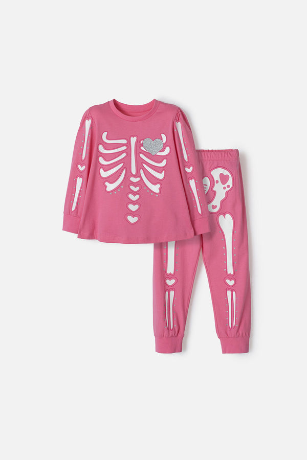 PIJAMA DE LITTLEMIC ROSADA MANGA LARGA PARA NIÑA 2T A 5T