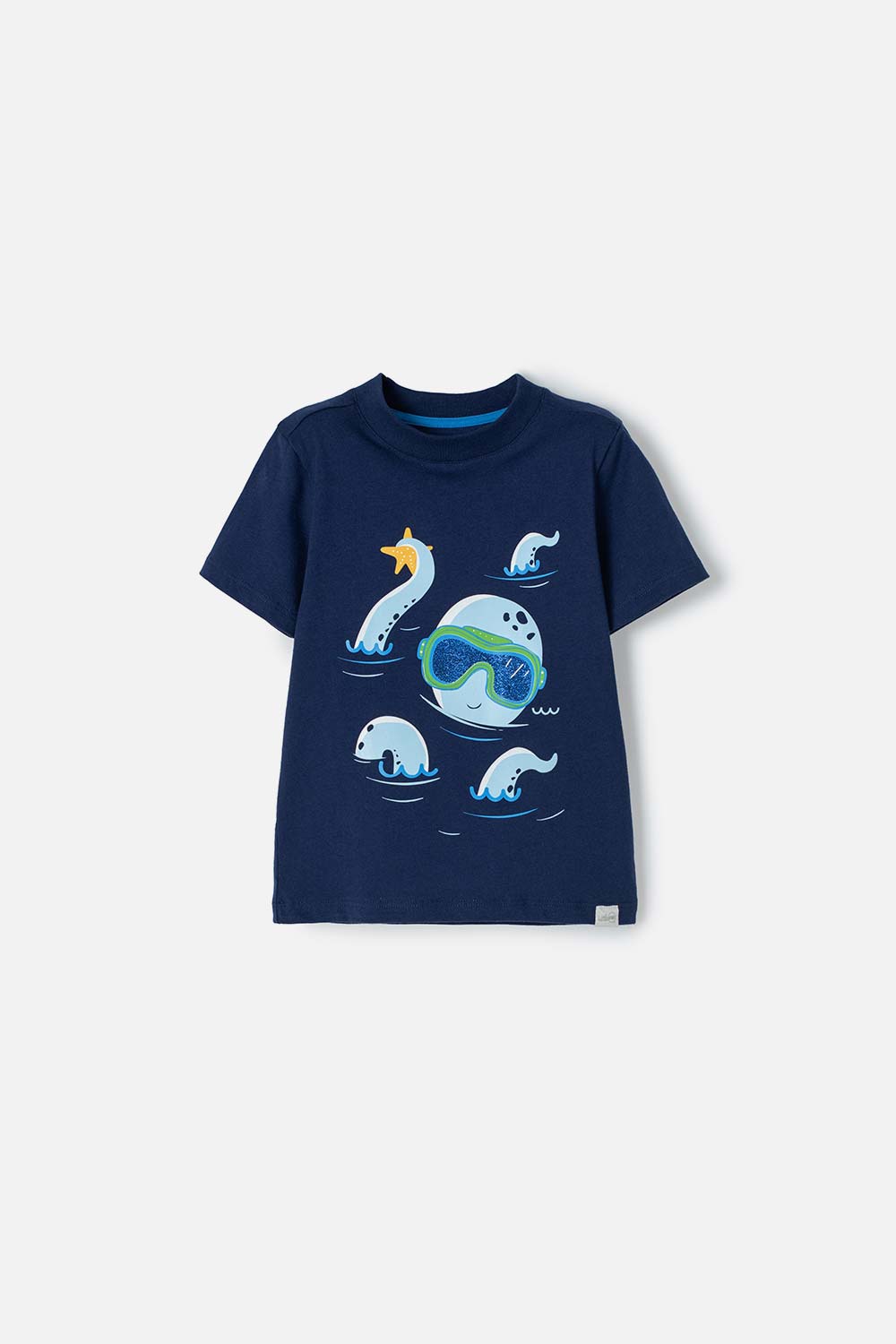 CAMISETA LITTLEMIC AZUL CUELLO REDONDO PARA NIÑO 2T A 5T