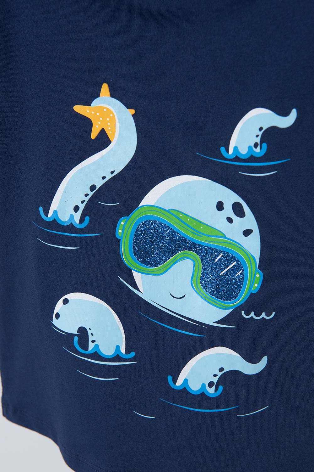 CAMISETA LITTLEMIC AZUL CUELLO REDONDO PARA NIÑO 2T A 5T