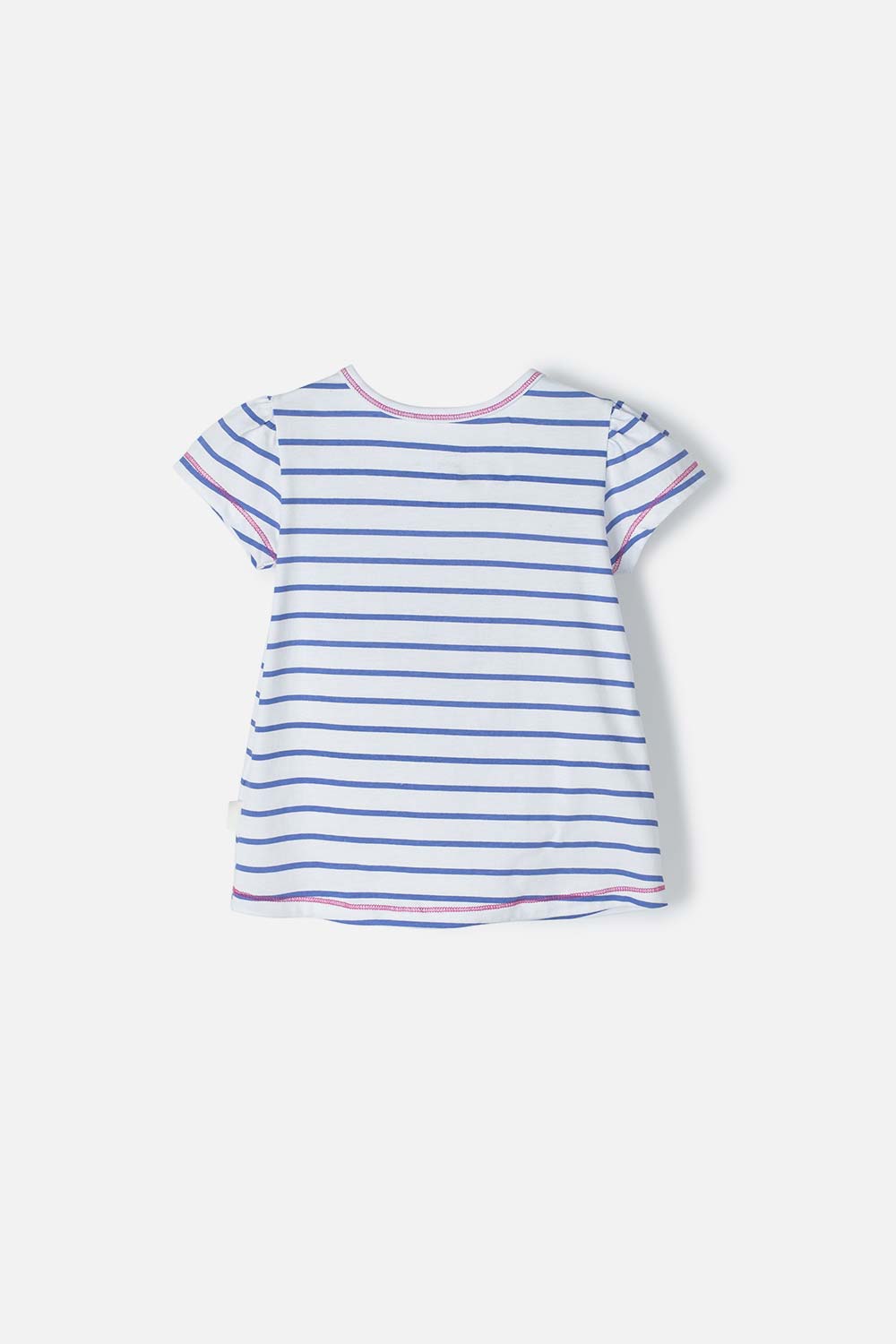 CAMISETA LITTLEMIC BLANCA CON AZUL Y BRILLOS PARA NIÑA 2T A 5T