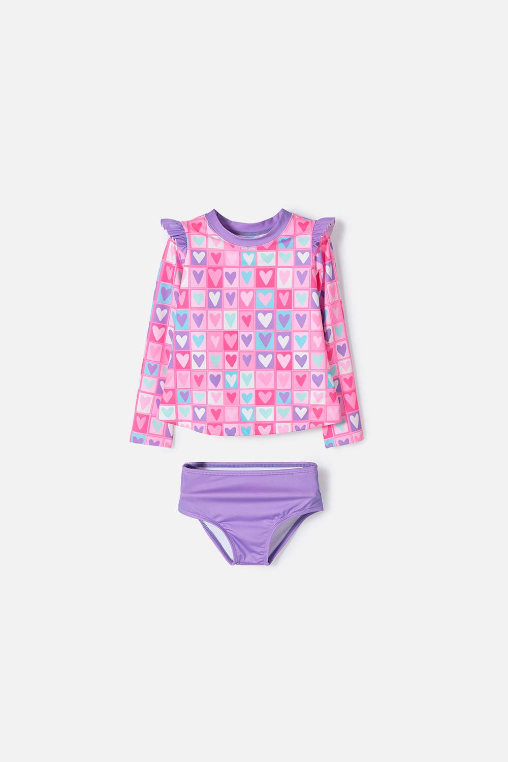 VESTIDO DE BAÑO LITTLEMIC MULTICOLOR DE DOS PIEZAS PARA NIÑA 2T A 5T
