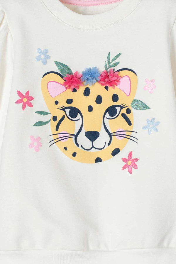 BUZO DE LITTLEMIC MARFIL DE DISEÑO CERRADO PARA NIÑA 2T A 5T