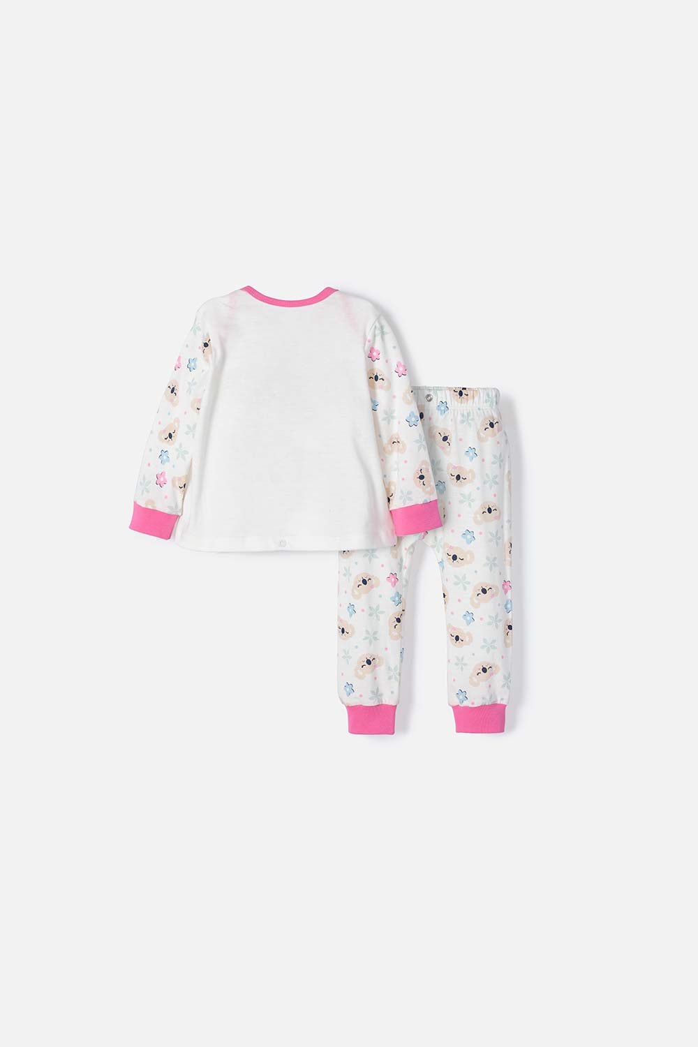 PIJAMA DE LITTLEMIC MARFIL Y ROSADA DE PANTALÓN LARGO PARA BEBÉ NIÑA