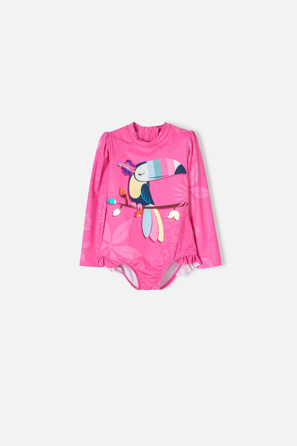 VESTIDO DE LITTLEMIC ROSADO MANGA LARGA PARA NIÑA 2T A 5T