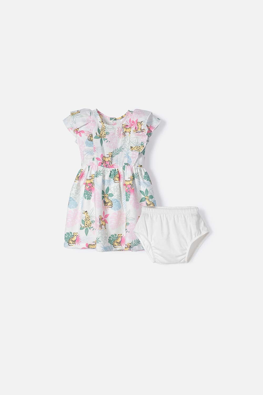 VESTIDO DE LITTLEMIC MULTICOLOR MANGA CORTA PARA NIÑA 2T A 5T