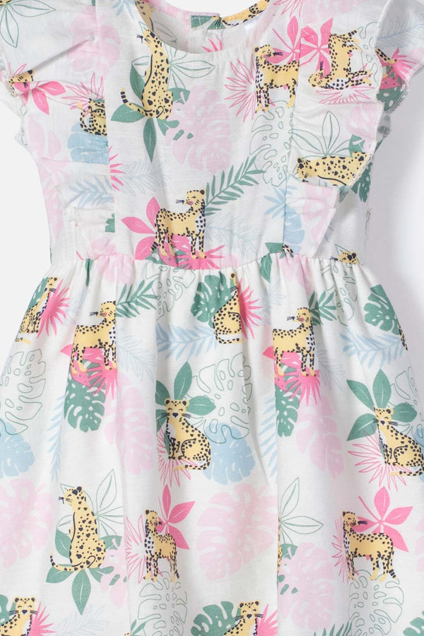 VESTIDO DE LITTLEMIC MULTICOLOR MANGA CORTA PARA NIÑA 2T A 5T