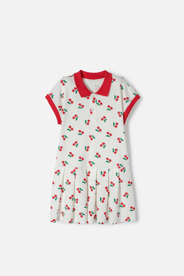 VESTIDO DE MIC MANGA CORTA MARFIL PARA NIÑA