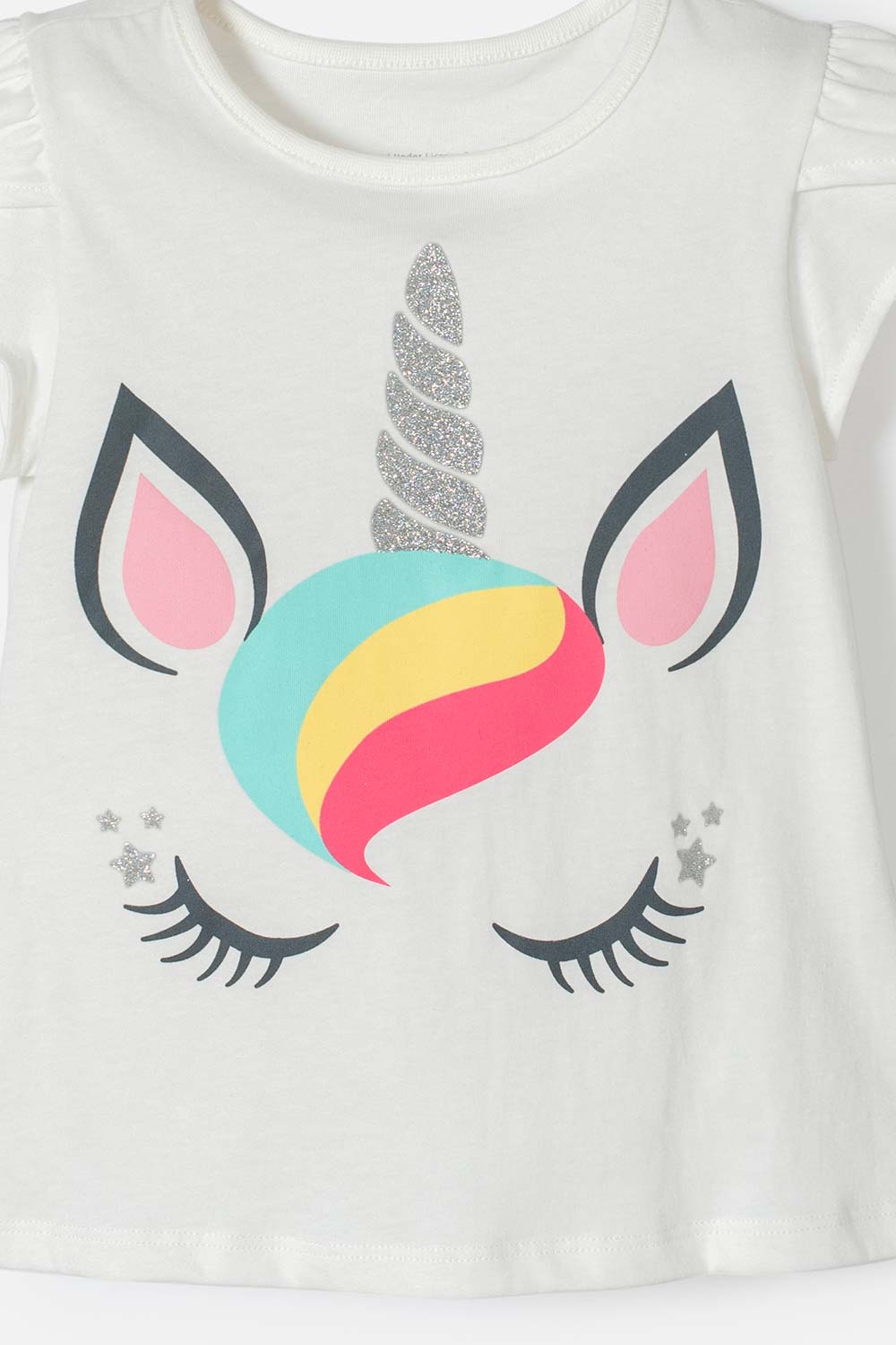 CAMISETA DE LITTLEMIC MANGA CORTA MARFIL PARA NIÑA 2T A 5T