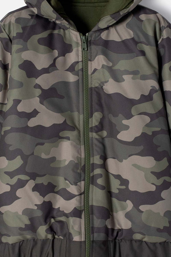 CHAQUETA DE MIC CON CIERRE VERDE MILITAR PARA NIÑO