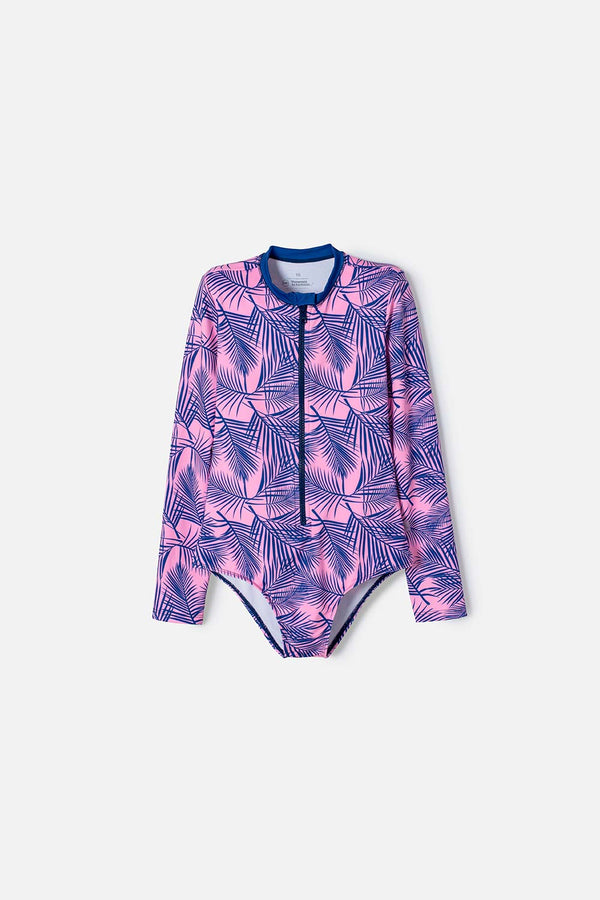 VESTIDO DE BAÑO MIC MORADO CON ESTAMPADO ANIMAL PRINT PARA NIÑA