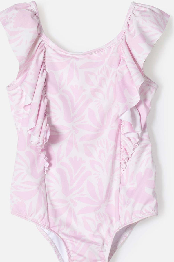 VESTIDO DE BAÑO DE LITTLEMIC ROSADO PARA NIÑA 2T A 5T