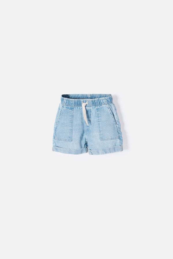 SHORT DE LITTLEMIC CON CORDÓN AZUL PARA NIÑA 2T A 5T
