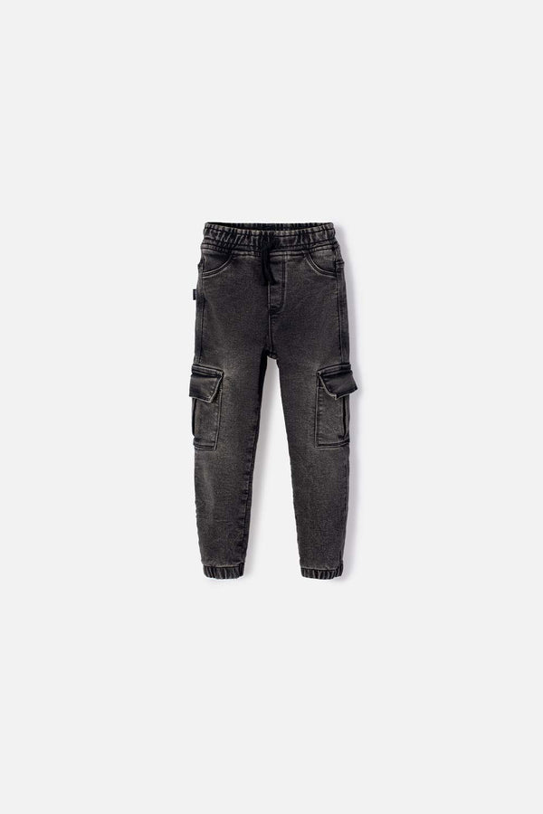 JOGGER DE LITTLEMIC CON BOLSILLOS NEGRO PARA NIÑO 2T A 5T