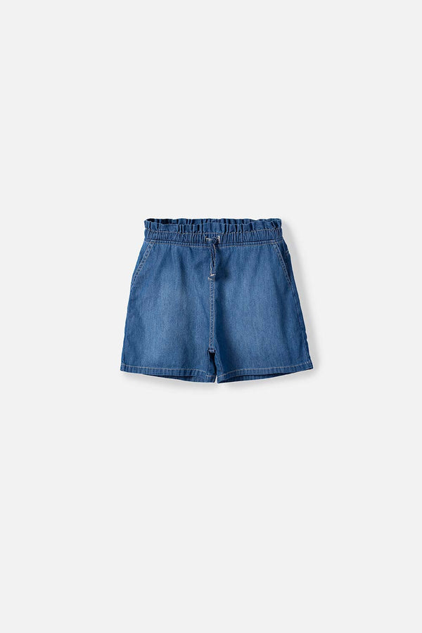 SHORT DE MIC CON CORDÓN AZUL PARA NIÑA