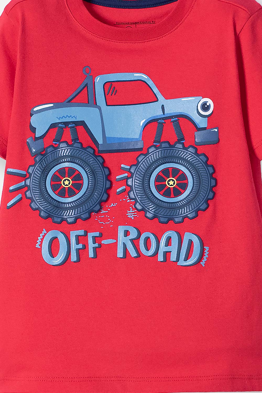 CAMISETA LITTLEMIC ROJA ESTAMPADA EN FRENTE PARA NIÑO 2T A 5T